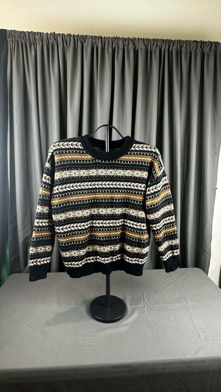 Romwe Fair Isle Sweater Size S Black Multi Acrylic Crewneck Pullover